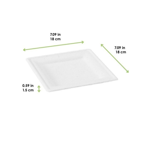 Assiette pulpe carrée blanche 180x180mm H15mm