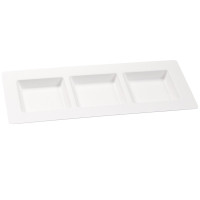 Assiette pulpe rectangulaire 3 compartiments 260x110mm