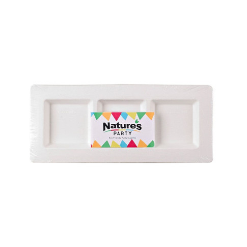 Assiette pulpe rectangulaire 3 compartiments 260x110mm