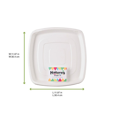 Plateau traiteur carré pulpe blanc 304x304mm H25mm