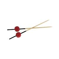 Pique Bambou noir avec décor rouge "Atami"    H90mm