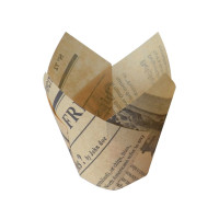 Caissette de cuisson papier tulipe brun imprimé journal "Newsie" Diam: 6 cm 6 x 6 x 10 cm