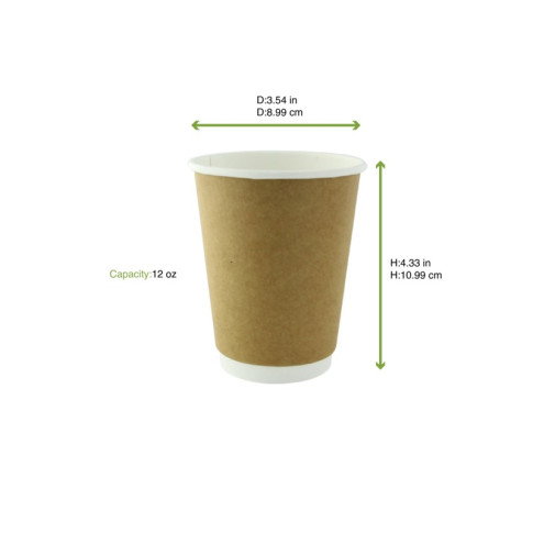 Gobelet carton laminé PLA double paroi  H110mm 340ml