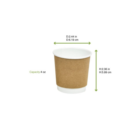 Gobelet carton laminé PLA double paroi  H60mm 120ml