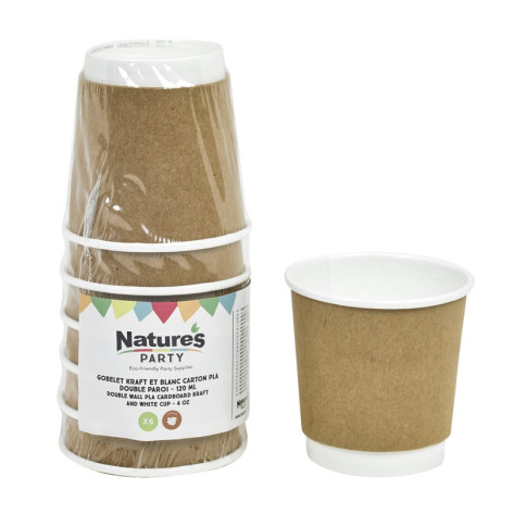 Gobelet carton laminé PLA double paroi kraft  H60mm 120ml