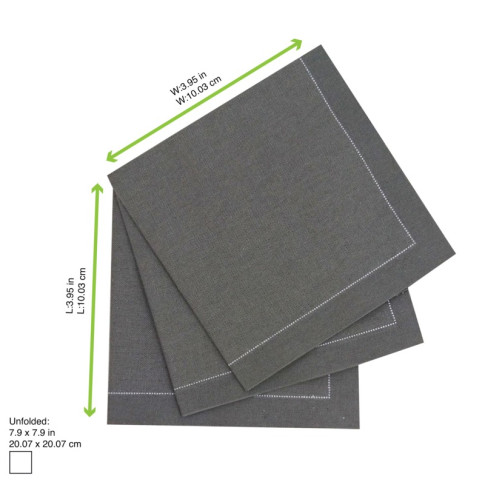 SERVIETTE COTON COCKTAIL GRIS 200x200mm