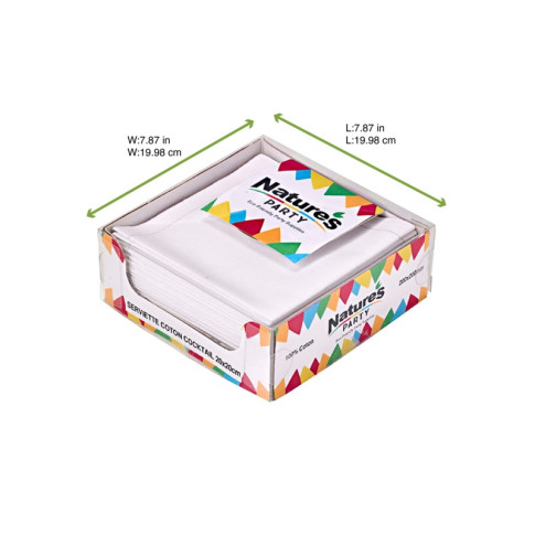 Serviette coton blanc pour cocktail 200x200mm