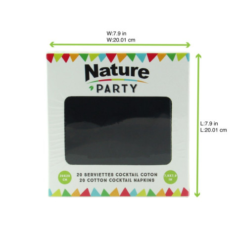 Serviette coton noir pour cocktail 200x195mm