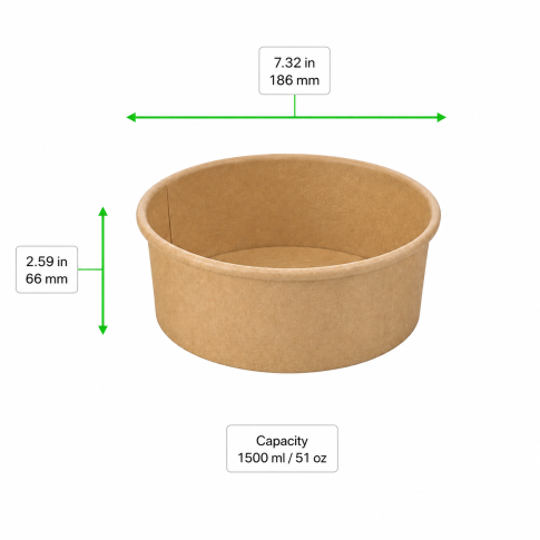 Saladier rond en carton kraft "Buckaty"   H66mm 1500ml