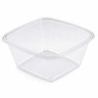 Saladier plastique PET carré transparent 160x160mm H70mm 750ml