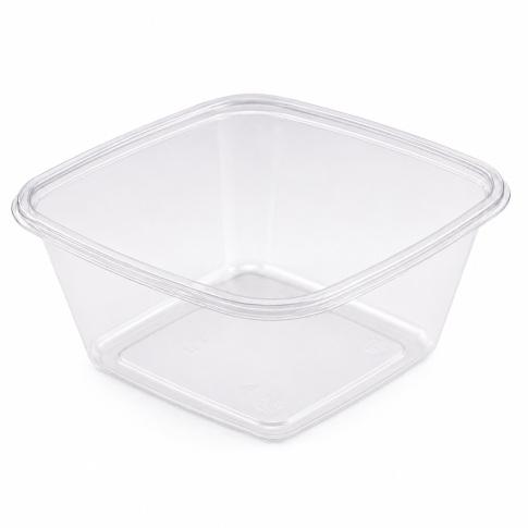 Saladier plastique PET carré transparent 160x160mm H70mm 750ml