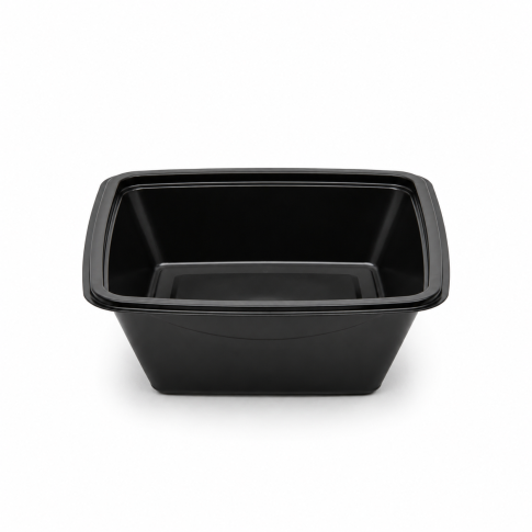 Saladier PET carré noir  160x160mm H70mm 750ml