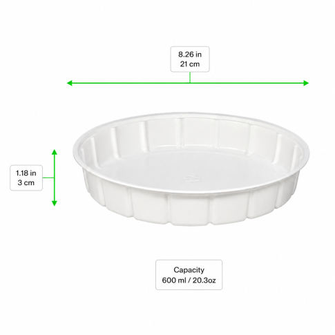 Saladier plastique PS rond blanc  H30mm 600ml