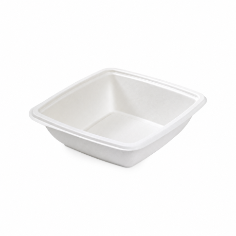 Saladier carré blanc en pulpe  195x195mm H45mm 750ml