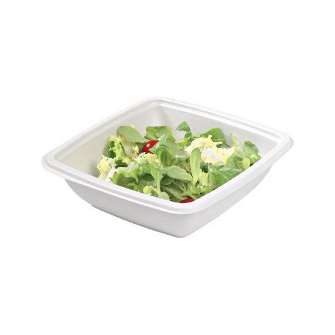 Saladier carré blanc en pulpe  195x195mm H45mm 750ml