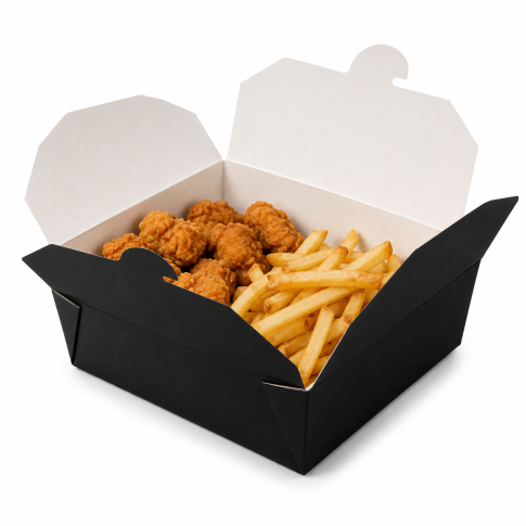 Boite repas pack 2 noire  215x160mm H50mm 1000ml