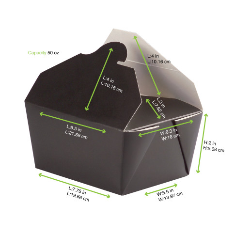 Boite repas pack 2 noire  215x160mm H50mm 1000ml
