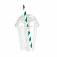Pot plastique PET transparent avec couvercle dôme et trou   H85mm 200ml
