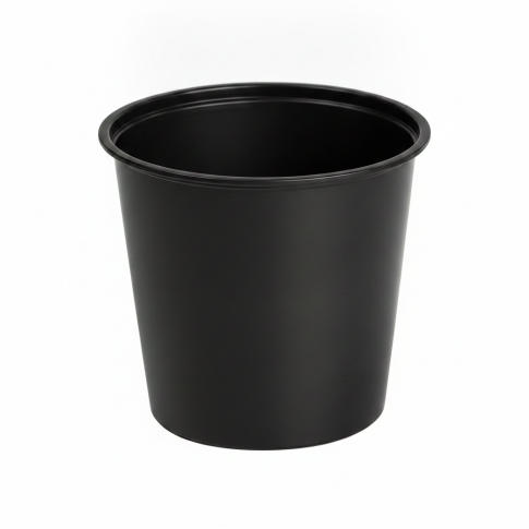 Pot plastique PP noir rond   H64mm 150ml