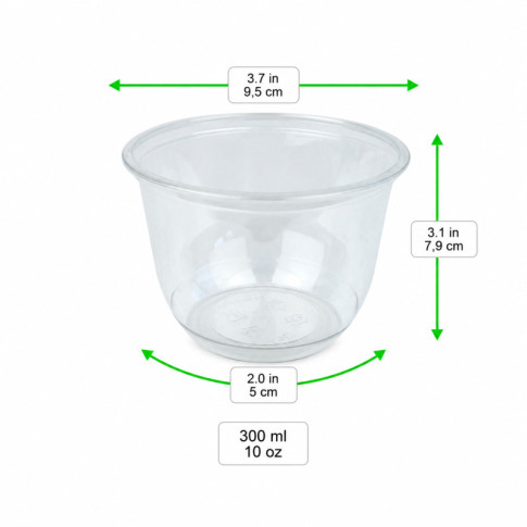 Pot à dessert en plastique PET transparent  H79mm 300ml