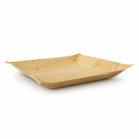 Assiette palmier carrée avec angles et bord inclinés "Areca" 270x270mm