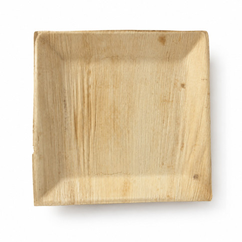 Assiette palmier carrée avec angles et bord inclinés "Areca" 270x270mm