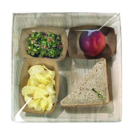 Assiette palmier carrée avec angles et bord inclinés "Areca" 270x270mm
