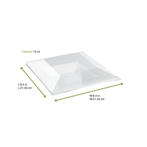 Assiette réemployable plastique PP carrée creuse givrée micro-ondable  215x215mm H40mm 350ml