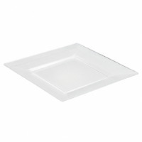 Assiette réemployable plastique PS carrée transparente  280x280mm H40mm