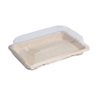 Barquette pulpe avec couvercle PS transparent "Itto"  167x117mm H40mm
