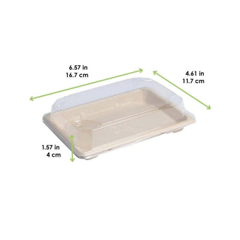 Barquette pulpe avec couvercle PS transparent "Itto"  167x117mm H40mm