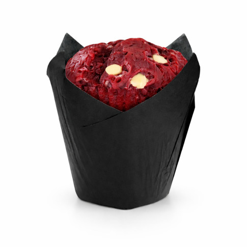 Caissette de cuisson forme tulipe en papier noir ingraissable   H60mm