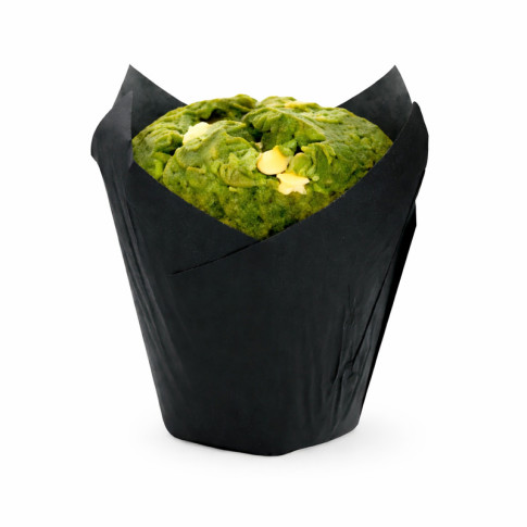 Caissette de cuisson forme tulipe en papier noir ingraissable   H80mm