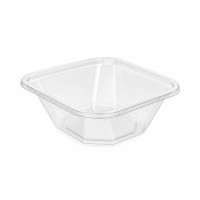Saladier PET carré transparent vrillé  195x195mm H55mm 750ml