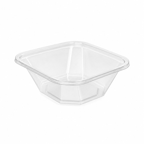 Saladier PET carré transparent vrillé  195x195mm H55mm 750ml