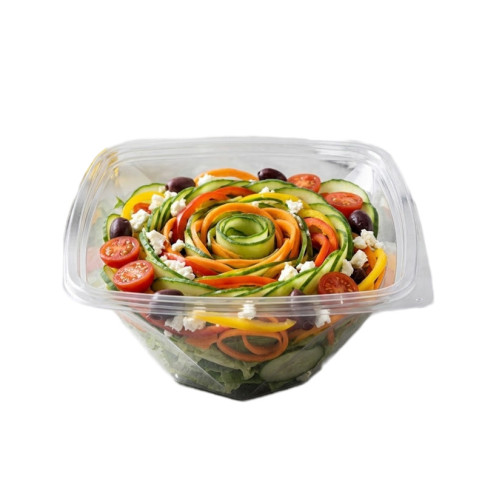 Saladier PET carré transparent vrillé  200x200mm H80mm 1000ml