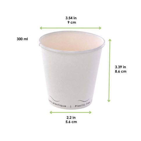 Gobelet Eden blanc en carton sans plastique, Waterbased  H86mm 300ml