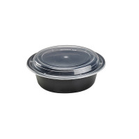 Bol plastique PP rond noir avec couvercle transparent  H55mm 1000ml