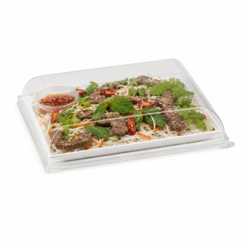 Couvercle BioNchic dôme transparent en plastique PET 164x164mm H32mm