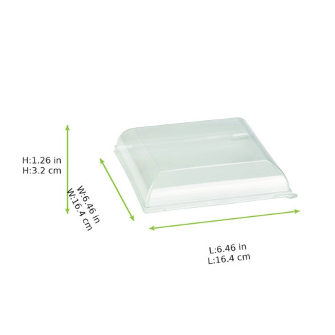 Couvercle BioNchic dôme transparent en plastique PET 164x164mm H32mm