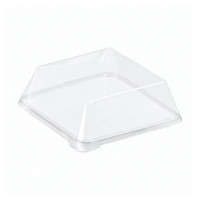 Couvercle Dôme Scandinavie transparent en plastique PET 110x110mm H20mm