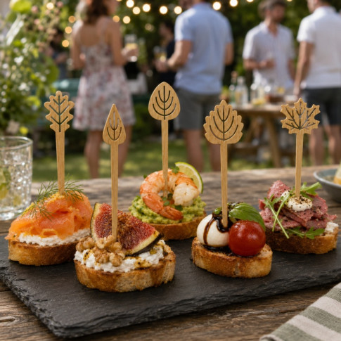 Pique en bambou avec feuilles assorties  H105mm