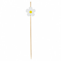 Pique en bambou avec fleur de marguerite blanche  H105mm