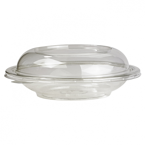 Saladier PET rond transparent avec couvercle