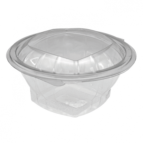 Saladier rond transparent PET avec couvercle attaché