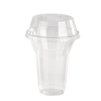 Pot/Coupe transparent plastique PET avec couvercle dôme et trou