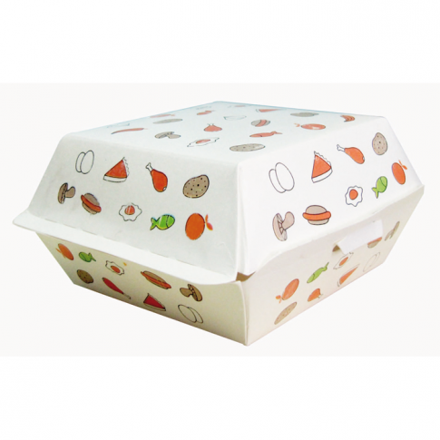 Boite burger carton imprimé  135x125mm H65mm