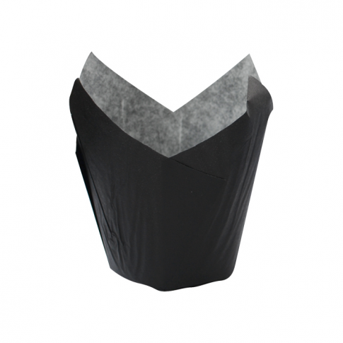 Caissette de cuisson forme tulipe en papier noir ingraissable