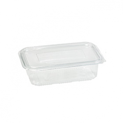 Barquette plastique PET rectangulaire transparente avec couvercle attaché