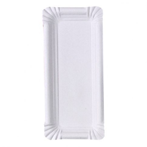 Assiette rectangulaire en carton recyclé blanc